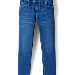 Pine Kids Denim Woven Full Length Washed Jeans - Navy Blue-picture-46