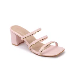 DressBerry Textured Party Block Sandals with Buckles-5