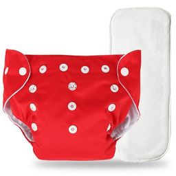 The Cheeky Kidzz Baby 1 Pocket Style Button Reusable Cloth Diaper Nappy With Bamboo Microfiber Insert With 250ml Spout Sipper Feeder BPA Free (Red) image 3