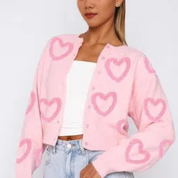 StyleCast Women Printed Long Sleeves Henley Neck Crop Cardigan-picture-24