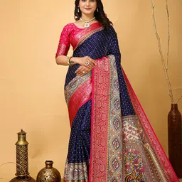 KAYOMMI Kalamkari Zari Banarasi Saree-image-75