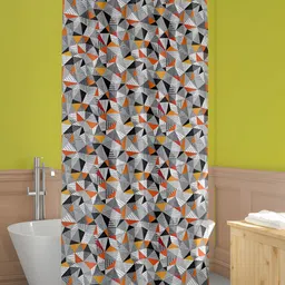 ArtzFolio White, Black & Rust Printed Waterproof Shower Curtain-70