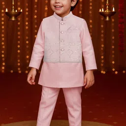 Kidbea Boys Mandarin Collar Regular Kurta with Trousers-picture-13