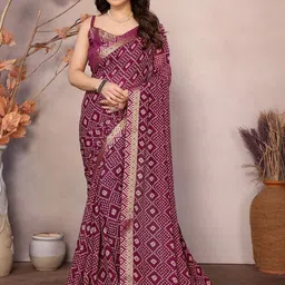KALINI Bandhani Poly Georgette Bandhani Saree-picture-14