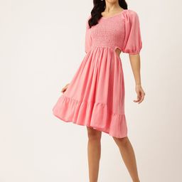 FERANOID Puff Sleeve Fit & Flare Dress-image-22