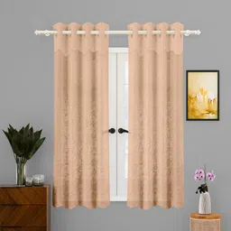 Kuber Industries Gold-Toned 2 Pieces Self Design Cotton Window Curtains-image-30