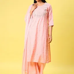 V-Mart Women Round Neck Kurta with Trousers & With Dupatta-picture-27