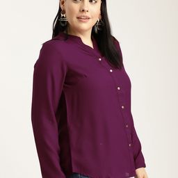Sztori Plus Size Women Burgundy Solid Top-image-52