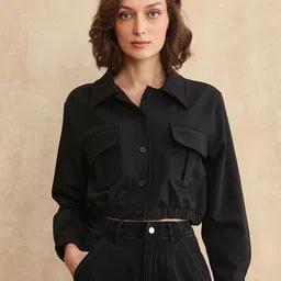RAREISM Women Washed Crop Denim Jacket-picture-25