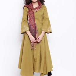 HK colours of fashion Women Beige & Red Woven Design Stole-23