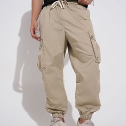 SHOWOFF Men Beige Regular Fit Cotton Regular Trousers-picture-43