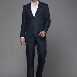 Louis Philippe Men Checked Single-Breasted Slim Fit 2-Piece Formal Suit-image-32