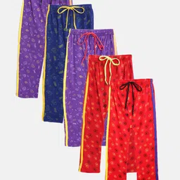 MANZON Kids Pack of 5 Pure Cotton Printed Track Pants-image-22