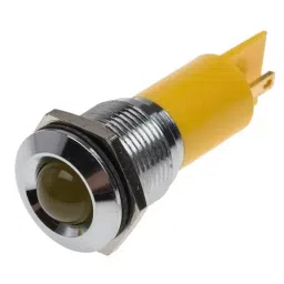 RS PRO Yellow Panel Mount Indicator 115 V DC. 230V AC, Mounting Hole Size 16 mm, Termination Type Solder Tab, Model No 208223-38