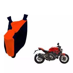 Auto Pearl Waterproof Two Wheeler Cover For Ducati Monster 821 (Orange & Blue)-image-30