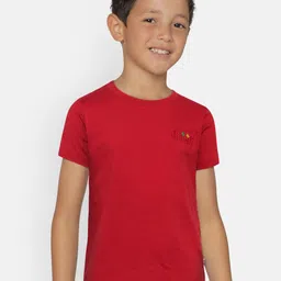 dongli Boys Red Solid Round Neck Pure Cotton T-shirt-image-79