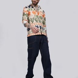 Eszett Men Graphic Printed Spread Collar Pure Cotton Casual Shirt-image-21