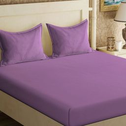 Myntra Elegant Homes Purple 300 TC King Bedsheet with 2 Pillow Covers-image-91