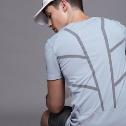 WROGN ACTIVE Men Blue & Grey Back Printed Round Neck T-shirt-image-45