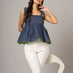 JAPER KURTI Women Floral Printed Cotton Peplum Crop Top-picture-36