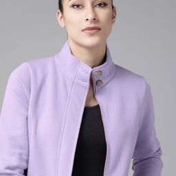 Roadster Women Lavender Solid Tailored Jacket-24
