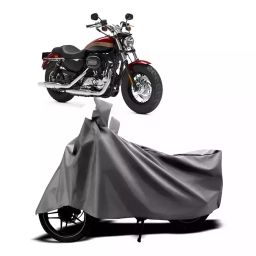 Auto Pearl Two Wheeler Cover with Bag for Harley Davidson 1200 Custom, Silver-image-98