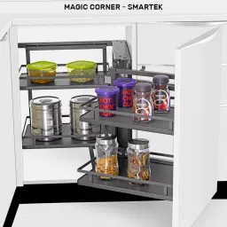 Olive Smartek 860x530x(530-750) mm Right Side Opening Mild Steel 1 Strip Soft Stop Magic Corner-image-8
