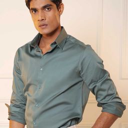 SUBTRACT Slim Fit Spread Collar Formal Shirt-image-48
