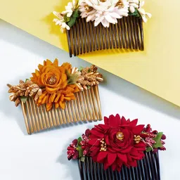 DN ENTERPRISES Women Set of 3 Embellished Comb Pin-16
