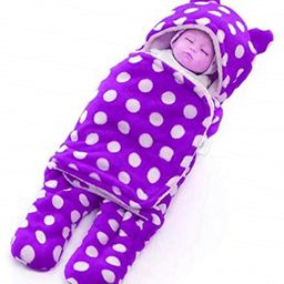 Babyzone Flannel Printed Wearable Hooded Blanket - Purple-image-38