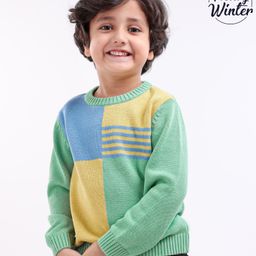 Babyoye 100% Cotton Knit Full Sleeves Pullover Sweaters Block Print - Multicolour-image-26