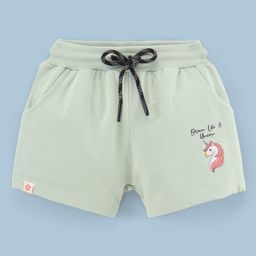 Sundae Kids Mid Thigh Length Lycra Shorts Unicorn Print - Pista Green-image-30