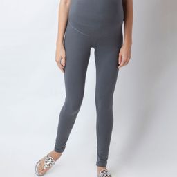 Blush 9 Over The Bump Solid Maternity Leggings - Grey-image-29