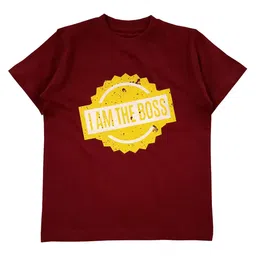 Snowflakes Half Sleeves I AM The Boss Printed Tee  - Maroon-picture-39