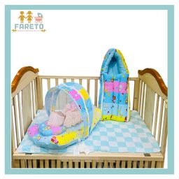 Fareto New Born Baby Premium Quality Net bed & Sleeping Bag - Blue-picture-19