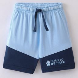 Fido Cotton Jersey Knee Length Shorts Born To Be Free Printed - Blue-image-57