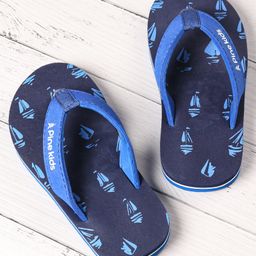 Pine Kids Slip On Flip Flops Boat Print - Sky Blue-picture-14