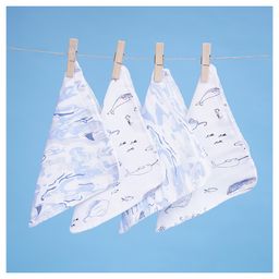 Fancy Fluff Pack of 4 Bamboo Muslin Napkins - Marine-25
