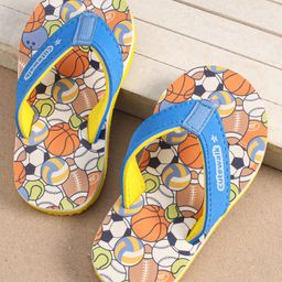 Cute Walk by Babyhug Slip OnFlip Flop with Sports Theme Print - Blue-image-76