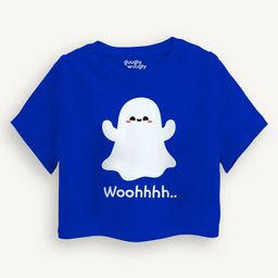 Guugly Wuugly Pure Combed Cotton Half Sleeves Woohhhh Text Printed Skin Friendly Top - Classic Blue-image-57