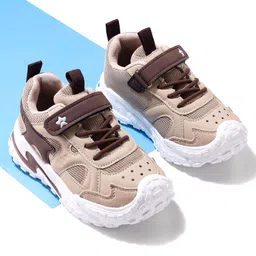 Cute Walk by Babyhug Velcro Closure Sneaker Shoes - Brown & Cream-picture-14
