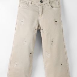 Olio Kids Cotton Woven Full Length Trouser with Bunny Embroidery - Khaki-image-25