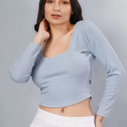 Plus Size Women Ribbed Fitted Crop Top-49