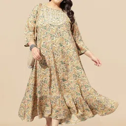 KALINI Women Plus Size Floral Printed Daily Anarkali Kurtas-image-99