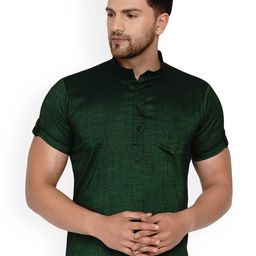 VEERA PARIDHAAN Band Collar Short Roll-Up Sleeves Straight Kurta-image-75