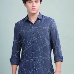 Blu MNKY Men Smart Slim Fit Printed Casual Shirt-picture-25
