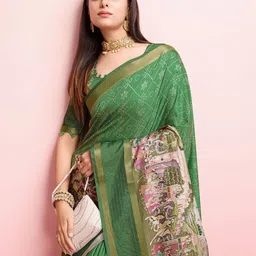 TASRIKA Kalamkari Sequinned Pure Silk Mysore Silk Saree-picture-20