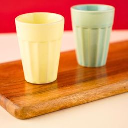 WEAVING HOMES Yellow & Green Textured Ceramic Glossy Cups Set of Cups and Mugs-17
