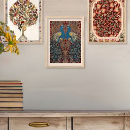 Kotart Brown & Blue 3 Pieces Floral & Peacock Printed Wooden Wall Arts-picture-19