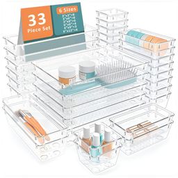 Aura Transparent Set of 6 Regular Drawer Organiser Organisers-15
